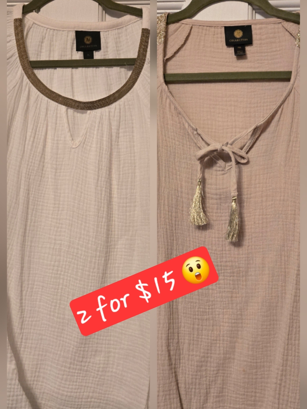 JM Collection Long-Sleeve Gauze Tops